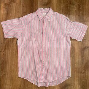 Brooks Brothers Striped T-Shirt, Size L, #346, 100% Linen, Pink, White, Blue